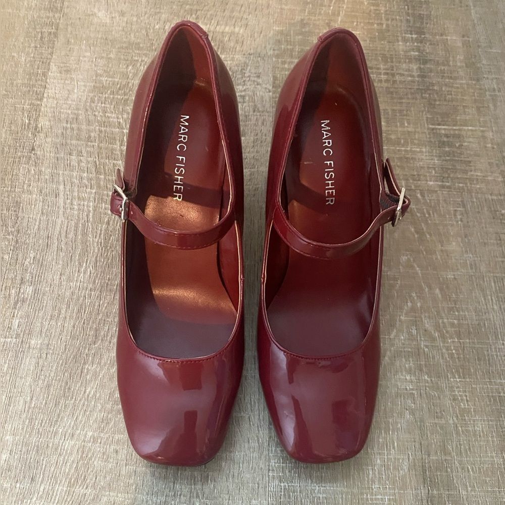 Marc Fisher Red Charin Mary Jane Block Heel Dress Pumps Size 6 Preppy Academia - Picture 4 of 11